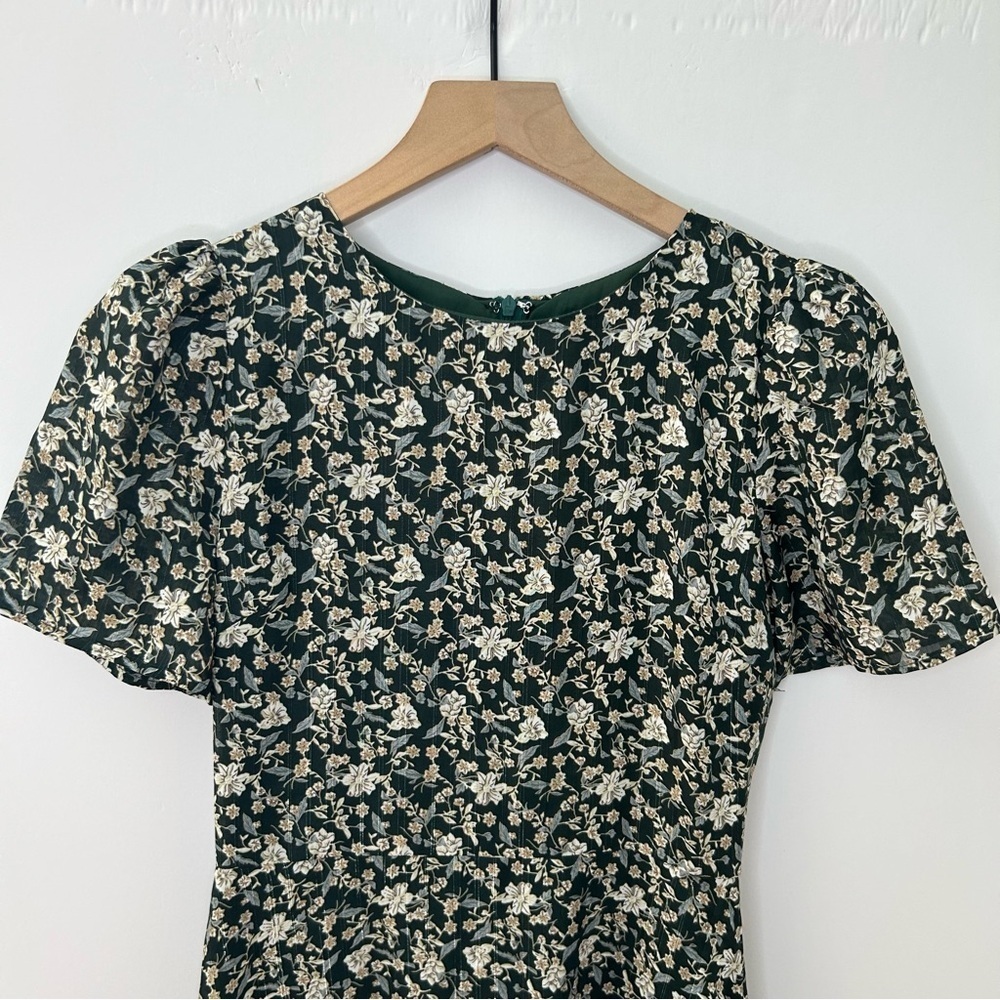 VICI from Nordstrom Dark Green Floral Dress with Metallic Stripe, Size XS - Picture 3 of 10